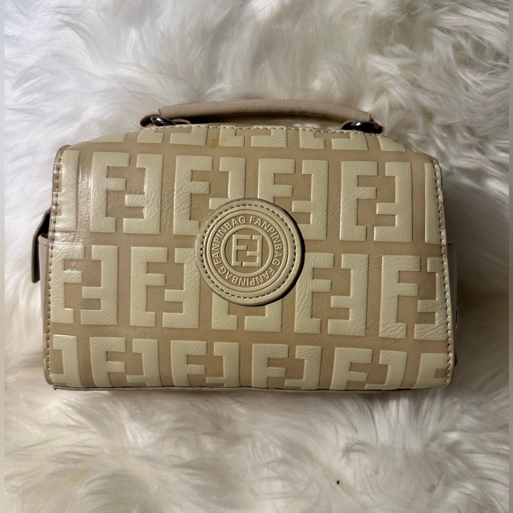 Fendi Cream and Tan Embossed Tote